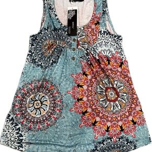 Blue and Pink Boho Tank Top